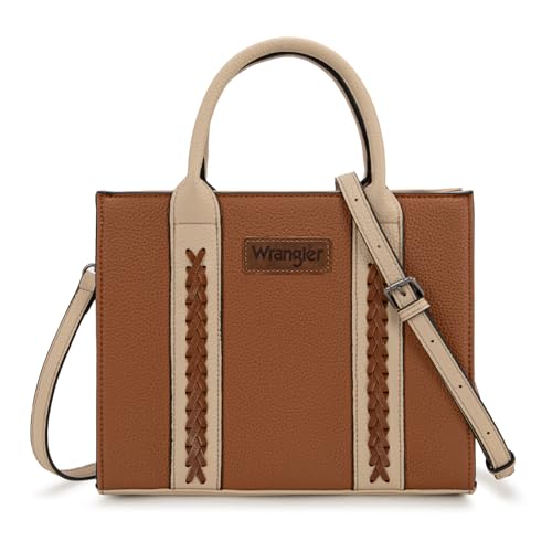 Wrangler Tote Bags for Women Top-handle Handbags and Purse for Women with Adjustable Strap - color: A-brown