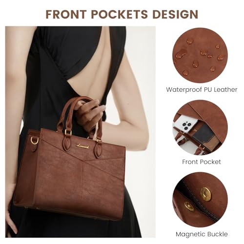 LOVEVOOK Purses for Women,Satchel Handbags Tote Bag, Pu Leather Shoulder Crossbody Top Handle Purse with Zipper - color: Brown, size: Small