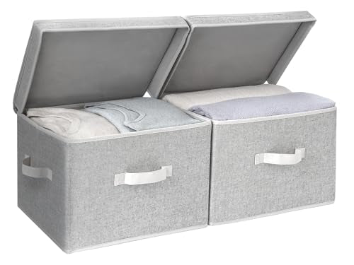 StorageWorks Fabric Storage Bins with Lids, Closet Storage Bins - color: Gray, size: Large