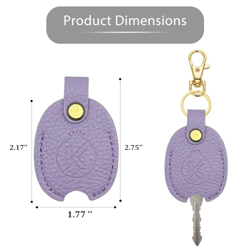 Leather Car Key Cover | for Broken Key, Key Sleeve, Key Loop Replacement, Key Fob Protector Keychain - color: Purple