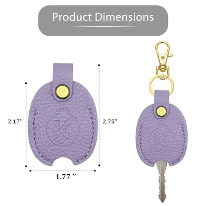 Leather Car Key Cover | for Broken Key, Key Sleeve, Key Loop Replacement, Key Fob Protector Keychain - color: Purple