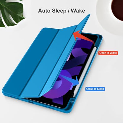Akkerds for iPad Air 11 Inch Case M4/M3/M2, Air 5th/4th Gen 10.9, LightBlue | With Pencil Holder, for iPad Air Case 2026/2025/2024/2022/2020, Soft TPU Back, Slim Trifold Stand Cover, Auto Sleep/Wake - color: LightBlue