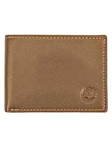 Timberland Men's Leather Passcase Bifold Wallet Hybrid, Tan, One Size - color: Tan