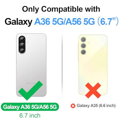 Shieldtop Compatible with Samsung Galaxy A36 5G/A56 5G Wallet Case with Card Holder,PU Leather Phone Case Flip Protective Cover Wrist Strap Zipper Credit Card Slots RFID Blocking Women Men,Blue Green - color: Blue Green
