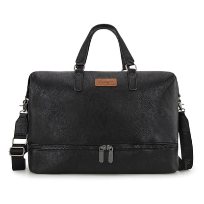 Wrangler Travel Duffel Bag Carry On Overnight Bag with Shoe Compartment Weekender Bag for Women WG253-5110BK - color: L-Black