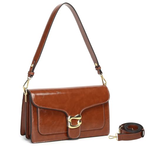 Travistar Crossbody Bags for Women Trendy - Small Cross Body Purse Shoulder Bag Leather Handbags Evening Clutch with 2 Straps - color: F195-red Brown