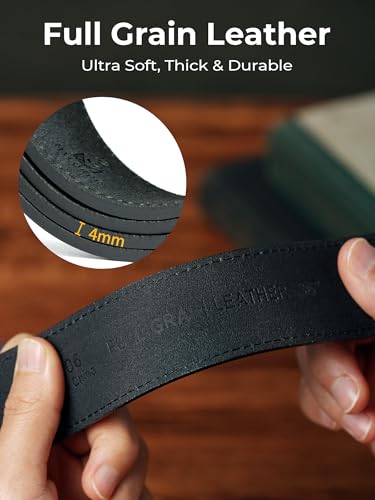 Mens Leather Belts for Jeans | Genuine Leather, Everyday Casual Dress, Classic Style, Handmade, Gift Box - color: Black 206, size: 40(Fits Waist 38"-39")
