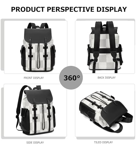 Luxury Anti Theft Laptop Backpack for Men, Waterproof Travel Bag | Laptop-ready business layout, anti-theft design and waterproof claim support office commute, travel and campus use - color: B-white