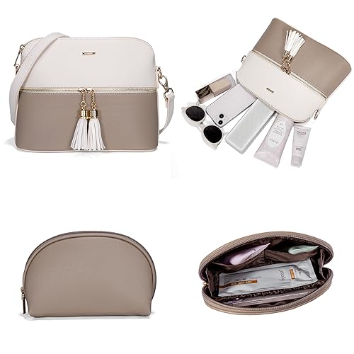 LOVEVOOK Handbags for Women Shoulder Bags Tote Satchel Hobo 3pcs Purse Set - color: Beige/Khaki