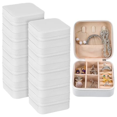 MAQUITA 10 Pcs Jewelry Travel Case, Bridesmaid Gifts, Velvet Portable Travel Organizer Small Jewelry Box Bridesmaid Proposal Gifts Box Mini Storage - color: white-10pcs