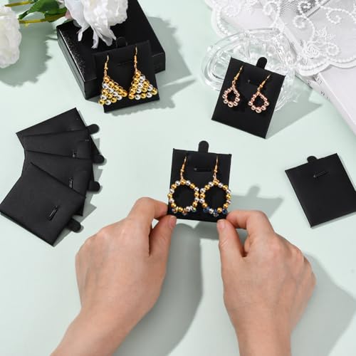 24Pcs 2.7 x 2.1 Inch Black Leather Jewelry Cards Velvet Necklace Display Cards PU Leather Blank Sponge Insert Stackable Organizer Pad Trays for Selling Showing Necklaces Bracelets Jewelry - color: Black