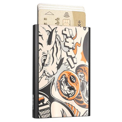 Automatic Aluminum Card Holder, RFID Protection. Model: SLIDER | Instant pop-up card access. Find the right card in seconds. Holds up to 6 cards. Ultra-slim design. - color: Collab Paiheme, size: One Size