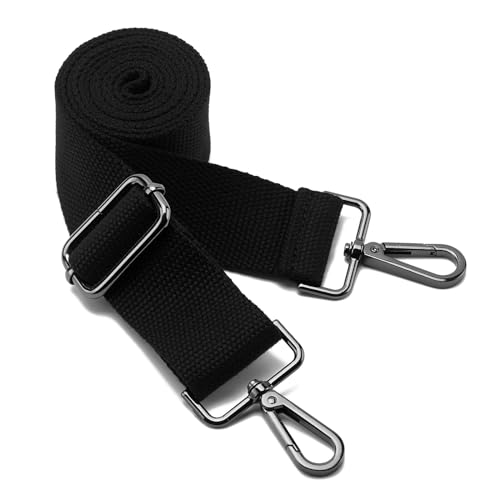 DEVPSISR Wide Shoulder Purse Strap Replacement Adjustable Belt Canvas Bag Crossbody Handbag - color: Gun Metal Buckle-black
