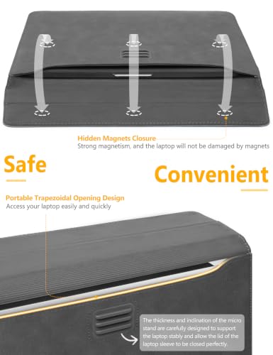 HYZUO 13 Inch Laptop Case Sleeve Bag with Adjustable Stand, Space Gray | for MacBook Air 13 M5 A3449 M4 M3 M2 M1 2026-2018, 13" MacBook Neo 2026, MacBook Pro 13 M2 M1 2026-2016, Surface Pro, XPS 13 - color: Space Gray, size: 13 Inch