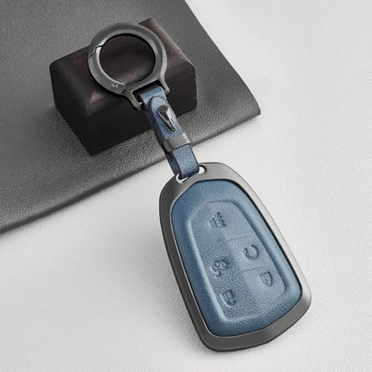 Key Fob Cover Compatible with Cadillac CTS XTS ATS STS XT4 XT5 CT6 SRX - color: Blue