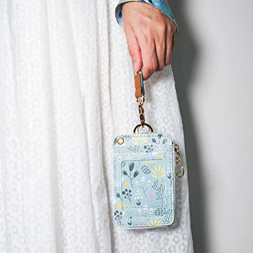 bolimoss Lanyard with Wallet,Zip ID Case with Lanyard,Lanyard Badge Holder,Lanyard Wallet for Women,Fashion Lanyard Wallet, ID Case Wallet with Lanyard（ Light Blue Gray ） - color: Light Blue Gray