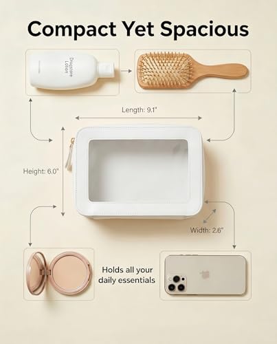 LETGO Clear Makeup Bags, TSA Approved Toiletry Bag with Zipper, Clear Makeup Organizer Fit Carry-on Travel Essentials,Clear Cosmetic Bags for Women Men (C-Beige) - color: C-Beige