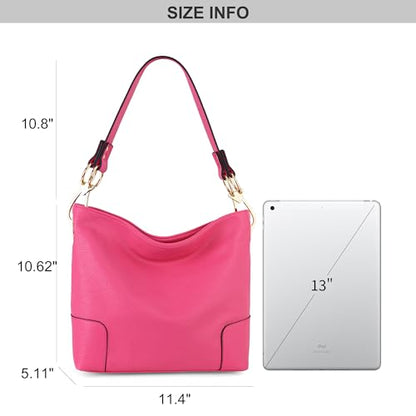 Montana West Hobo Bags for Women Top Handle Satchel Shoulder Purse Bucket Handbag - color: Special-hot Pink