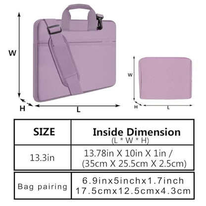 Hseok Laptop Shoulder Bag 13-14 inch Shockproof Water-Resistant HandBag with Small Case Compatible with MacBook Pro/Neo 14" M5/M4/M3/M2/M1, Mac Air/Pro 13.3", XPS 13/14, Most 13"-14" PC,Purple - color: Purple, size: 13"-14"