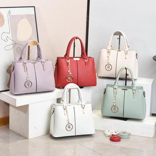 Purse and Handbags for Women, 3 Zip Compartments Tote Bag Designer Shoulder Purse Top Handle Satchel Bags - color: A1-light Green