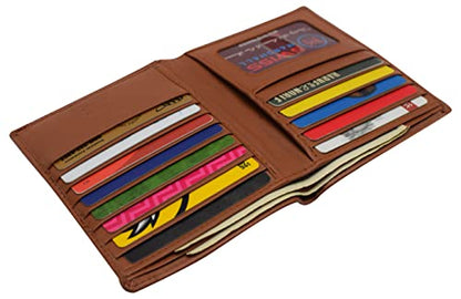 MARSHAL Extra Capicity RFID Blocking Bifold Hipster Credit Card Wallet Premium Leather (CN Tan) - color: CN Tan