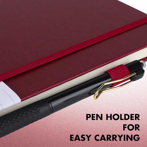 Aodaer 30 Set Lined Notebook Journals with Pens A5 Notebooks 100 GSM College Ruled Hardcover Notebook PU Leather Notepad with Pen Holder for Office School, 5.7 x 8.3 Inches, Burgundy - color: Burgundy