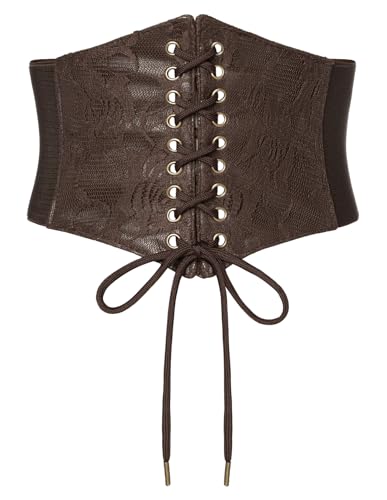 Scarlet Darkness Renaissance Corset Belt Wide Elastic Waist Belts for Women - color: Coffee, size: X-Large