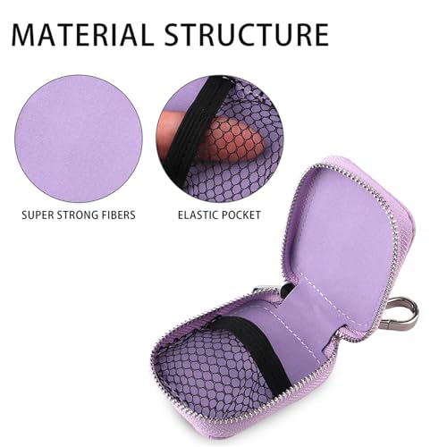 Earbud Case, Headphone Storage Case for AirPods 4/1/2/3/Pro 2 Lattice Lilac | PU Leather Plaid Zipper Carrying Pouch Earbuds Bag with Keychain for Wireless Earphones, Wired Headphone & USB Cable - color: Lattice Purple