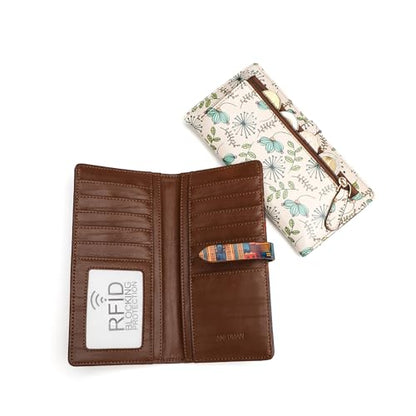 Slim Wallets for Women Credit Card Holder RFID Bifold Clutch Long Ladies Billfold Wallets with Zipper Coin Pocket ID Window Cactus - color: Cactus