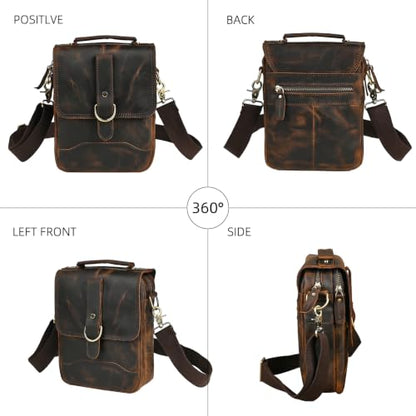 Canvas + Genuine Leather Travel A4 Tote Satchel Messenger Cross-body One Shoulder Bag For Men Male FB144 - color: 5-143 Brown