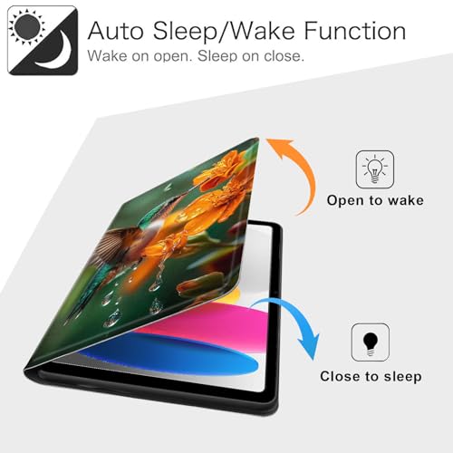Case for iPad (A16) 11th Generation 11 Inch 2025/iPad 10th Generation 10.9 Inch 2022, Slim PU Leather Stand Cover with Auto Wake/Sleep, Multi-Angle Viewing & Shockproof, Hummingbird - color: Hummingbird, size: iPad 11 th /10 th Gen