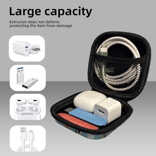 Square Data Cable Earbud Charger Coin Storage Bag Shockproof and Drop-Proof EVA Material Compatible with AirPod(Black Burgundy Teal Royal Blue Grey Brown) - color: Black Burgundy Teal Royal Blue Grey Brown