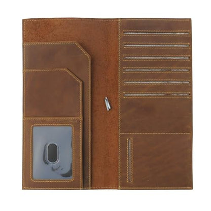 WANDERINGS Genuine Leather Passport Wallet - 4.25 x 9 - Large Leather Passport Holder for Travel - Folding Leather Travel Wallet Case with RFID Blocking, Travel Organizer for Men and Women - style: Tall