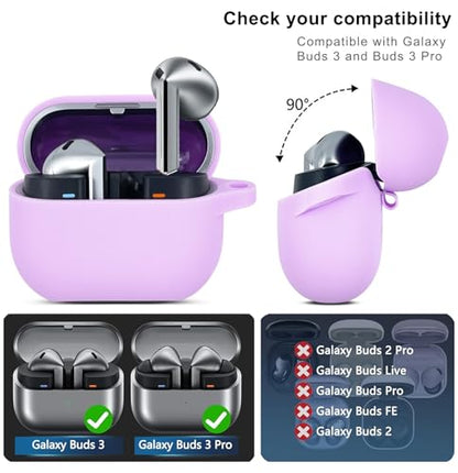 Compatible with Samsung Galaxy Buds 3 Case, Silicone Protective Cover for Galaxy Buds 3 Pro With Bracelet Keychain (Light Purple) - color: Light Purple