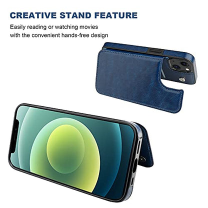 ONETOP for iPhone 13 Wallet Case with Card Holder,Blue | Kickstand,ID/Cash Holder,Case Wallet with Card Slots,Double Magnetic Clasp,Durable PU Leather Shockproof Cover for Women Men - color: Blue
