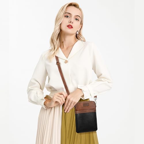 SENDEFN Cell Phone Purses for Women Small Crossbody Bag Shoulder Handbag with Adjustable Strap - color: A04-black Brown