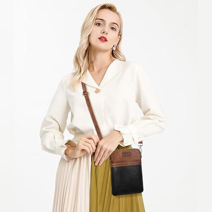 SENDEFN Cell Phone Purses for Women Small Crossbody Bag Shoulder Handbag with Adjustable Strap - color: A04-black Brown