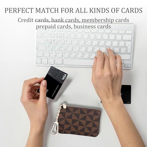 Veki Coin Purse Change Mini Purse Wallet with Zipper, Brown - color: Brown