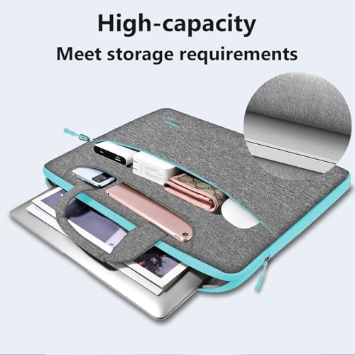 Hseok Laptop Shoulder Bag 13-14 inch Shockproof Water-Resistant HandBag with Small Case Compatible with MacBook Pro/Neo 14" M5/M4/M3/M2/M1, Mac Air/Pro 13.3", XPS 13/14, Most 13"-14" PC,DK gray-blue - color: Dark Gray-blue, size: 13"-14"
