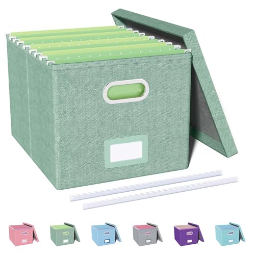 File Organizer, File Box, File Cabinet for Letter File Folder Storage, Portable Storage Bins with Lids for Office/Decor/Home,Document Organizer, 1 Pack,Green-Box Only - color: Green, size: 1 pack