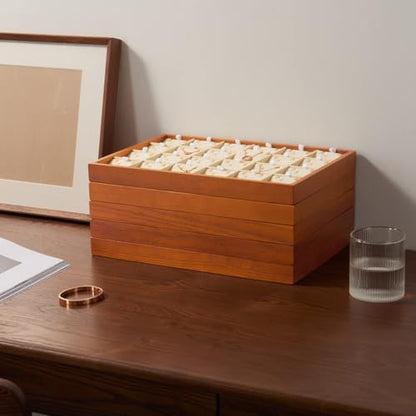 Oirlv Solid Wood Jewelry Tray,Jewelry Drawer Organizer,24 Grid(Cream) | Stackable Design,for Jewelry Necklaces Earrings and Rings,Organizing and Presentinge Legantly on Dressers&in Dresser - color: Creamy-white 24 grid tray