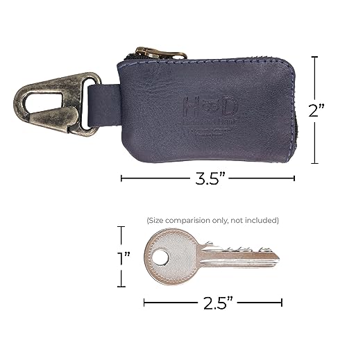 Hide & Drink, Car Key Holder Handmade from Full Grain Leather - Slate Blue - color: Slate Blue