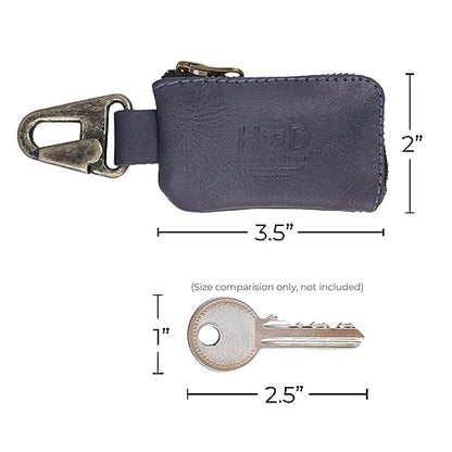 Hide & Drink, Car Key Holder Handmade from Full Grain Leather - Slate Blue - color: Slate Blue