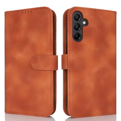 for Samsung Galaxy A15 5G Case Wallet with Card Holder,Galaxy A15 5G Wallet Case for Men Women,PU Leather Magnetic Buckle Stand Flip Cover-Light Brown - color: A2-Light brown