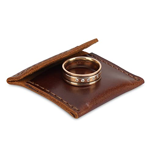 Leather Ring Case - Handmade Engagement Ring Box - Wedding Proposal Ring Holder Jewelry Pouch Wine - color: Wine