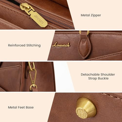 LOVEVOOK Purses for Women,Satchel Handbags Tote Bag, Pu Leather Shoulder Crossbody Top Handle Purse with Zipper - color: Brown, size: Small