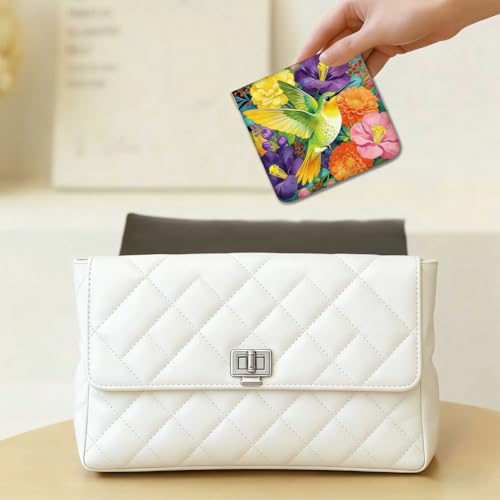 4Pcs 4 Styles Leather Hummingbird Coin Purse 4.7 x 4.3 Inch Mini Squeeze Pouch Bird Flower Pattern Small Wallet Waterproof Durable Change Bag for Women Men Shopping Daily Use Birthday Gift - color: Bird