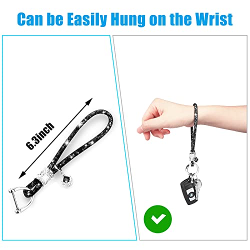 Yiflin Cute Car keychain for Women, Crystal Keychain Accessories，Bling Wrist Lanyard for Keys, Car key - color: Silver Wrist Lanyard