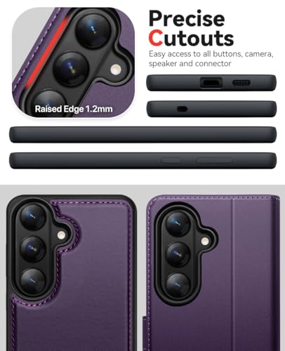 OCASE for Samsung Galaxy S26 Plus Detachable Wallet Case with Card Holder, [2 in 1] PU Leather Flip Folio Case with RFID Blocking Stand Wrist Strap Shockproof Phone Cover 2026, Dark Purple - color: Dark Purple, size: Samsung Galaxy S26 Plus