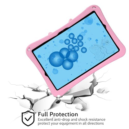 Dteck Kids Case for Samsung Galaxy Tab S10+ Plus/S9 FE Plus/S9 Plus/S8 Plus/S7 FE/S7 Plus 5G 12.4 inch,Cute Butterfly Kids Case Lightweight Roating Stand Shockproof Rugged Heavy Duty Girl Cover,Pink - color: 15 Pink